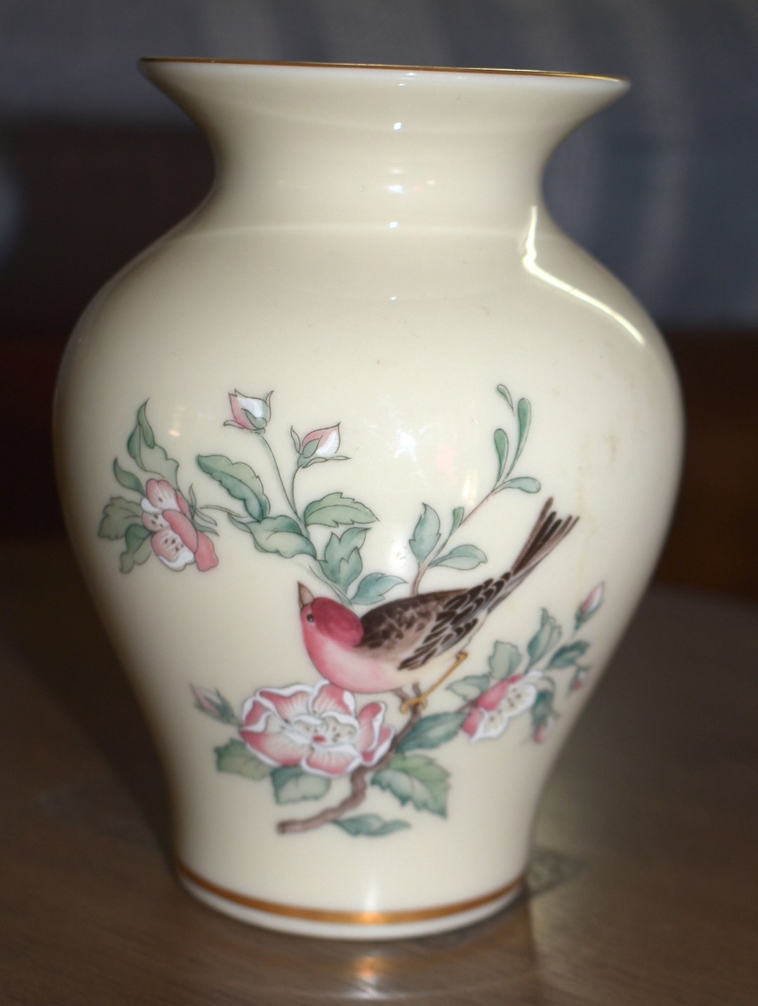Vintage Lenox Bird Flower Vase With Gold Trim Etsy