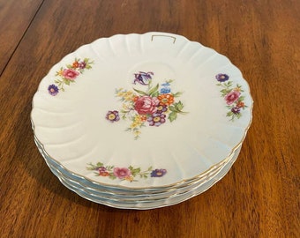 Fred Roberts & Company China 7 1/2” Tea Plate San Francisco Set of 4 Floral Plates