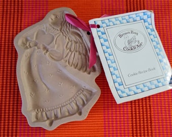 Brown Bag Cookie Art Angel with Heart Mold Cutter Vintage Baking Christmas Gift Cookie Recipe Book Traditional Baking Holiday baking