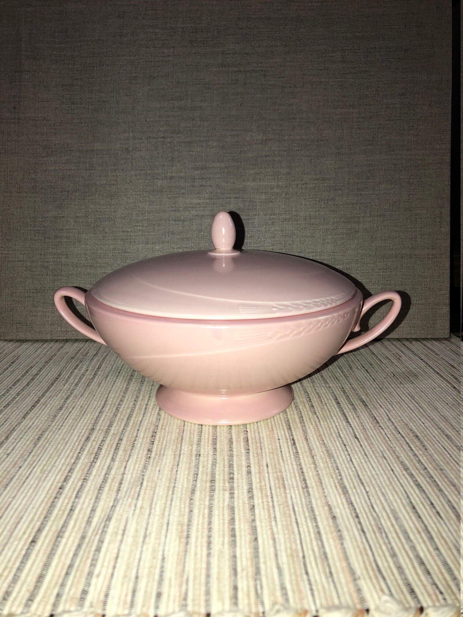 pink casserole dish with lid
