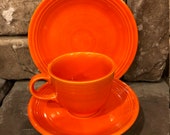 1969- 1973 Mango Red, Ironstone Fiesta Tea 3pc set.