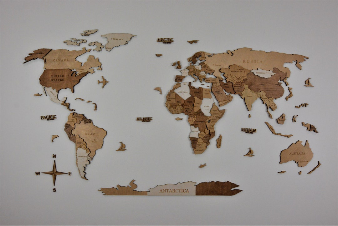 3D World Wall Map, World Wooden Map,travel Push Pin Map, Rustic Home Wood Wall Art, 5th