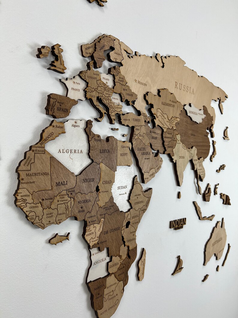 3D World Wall Map, World Wooden Map,travel Push Pin Map, Rustic Home