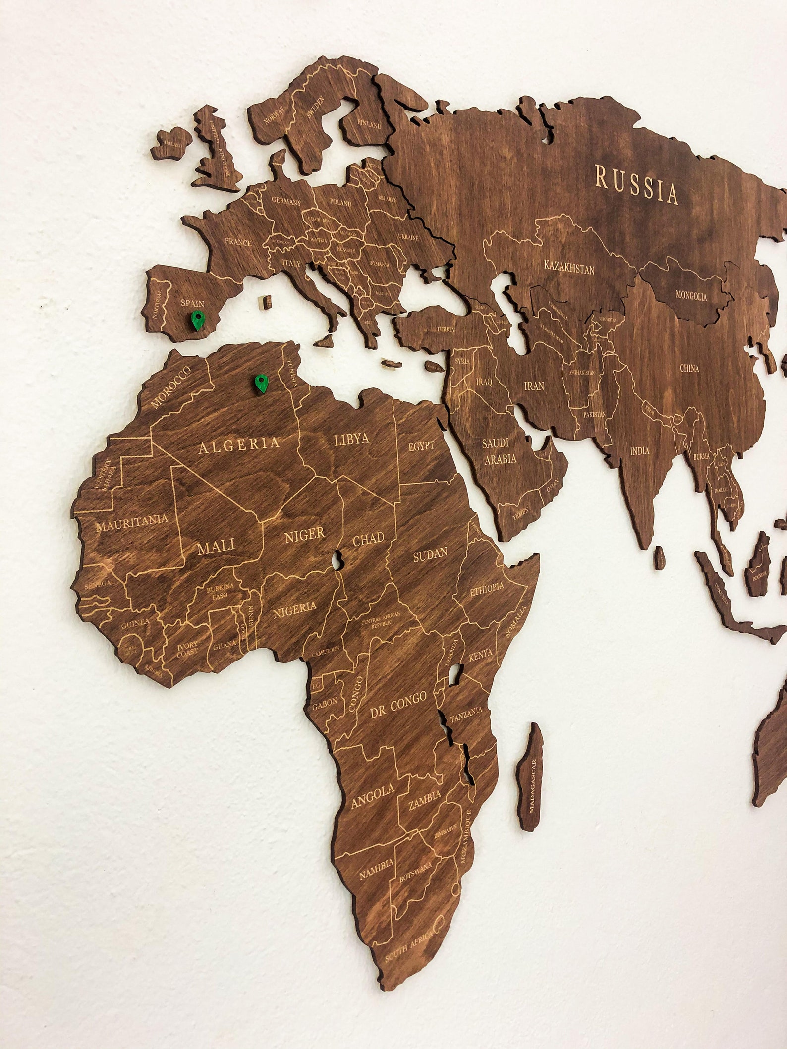 Wooden World Map of the World Wall Art Decor Wood Wall Art Home Rustic