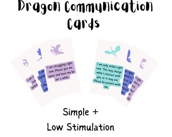 Dragon Kommunikationskarten Erwachsene AAC - Autismus-Spektrum-Zustand / Störung, ausgewählter Mutismus, nonverbal, semiverbal, Angst, Dissoziation