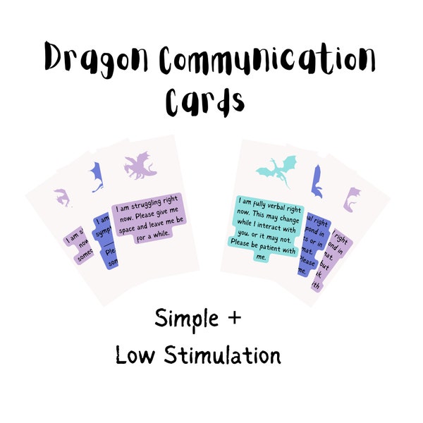 Dragon Communication Cards Adult AAC - Autism Spectrum Condition/Disorder, Selective Mutism, Nonverbal, Semiverbal, Anxiety, Dissociation