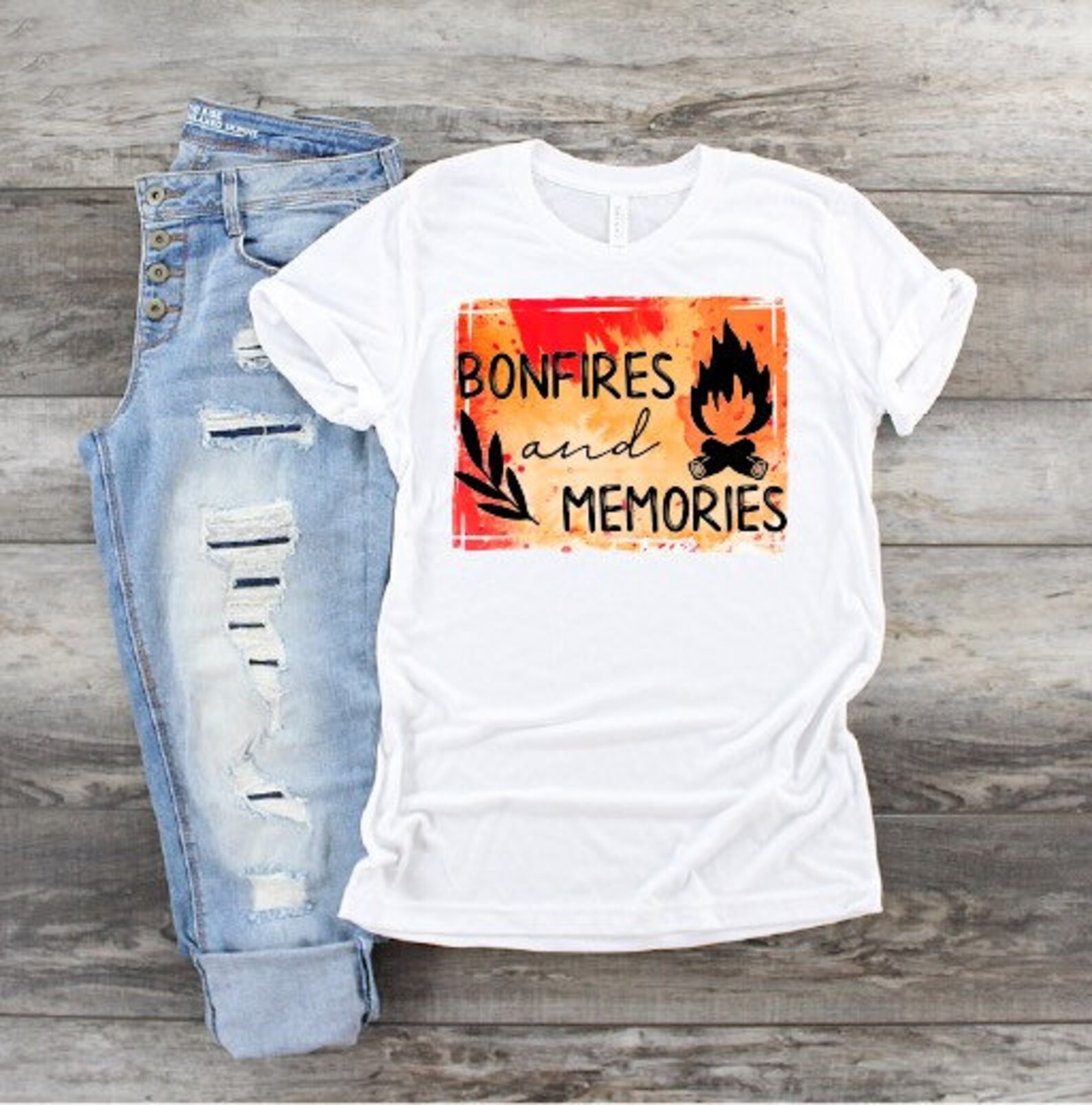 Womens Bonfire & Memories Tshirt Etsy