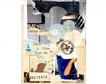 pieces of May - a unique, one-of-a-kind, handmade, analog, mixed media, vintage paper, collage