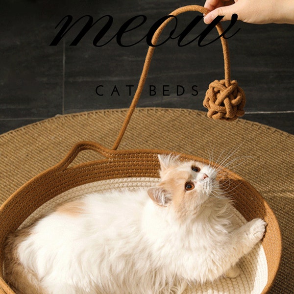 Cozy Cotton Rope Rattan Pet Nest - Cat Bed Furniture Premium Quality, Various Sizes, and Colors Kitten bed Gifts for new pet
