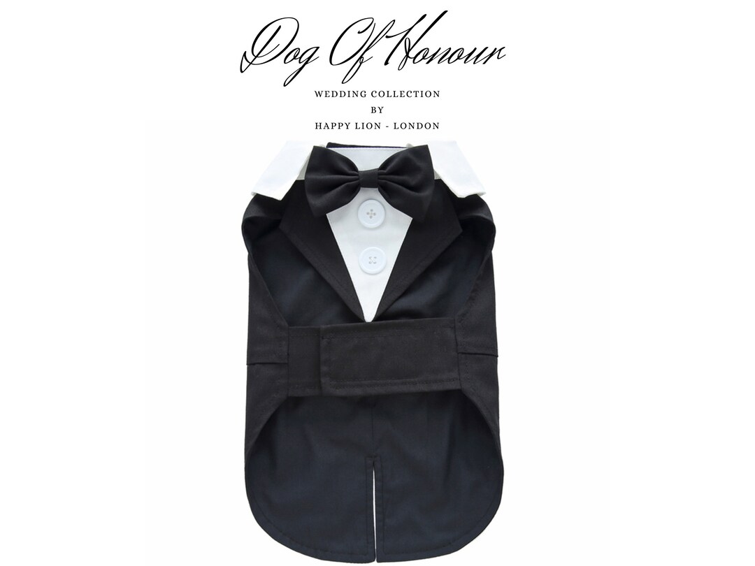 Classic Black Tuxedo-Style Dog Harness - Safe Formal Wedding Wear
