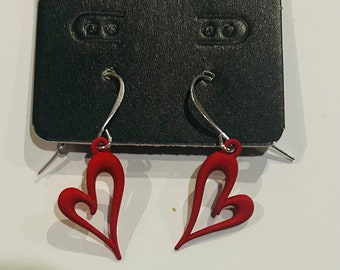 Red Heart Dangle Earrings