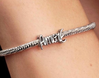 Charm Pandora Amore Script (nuevo, 794434C00, con bolsa para polvo)