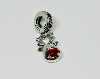 Red Nose Reindeer Murano Dangle Charm