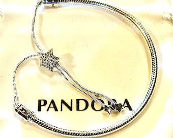 Pandora Moments Pave Star and Snake Chain Sliding Bracelet
