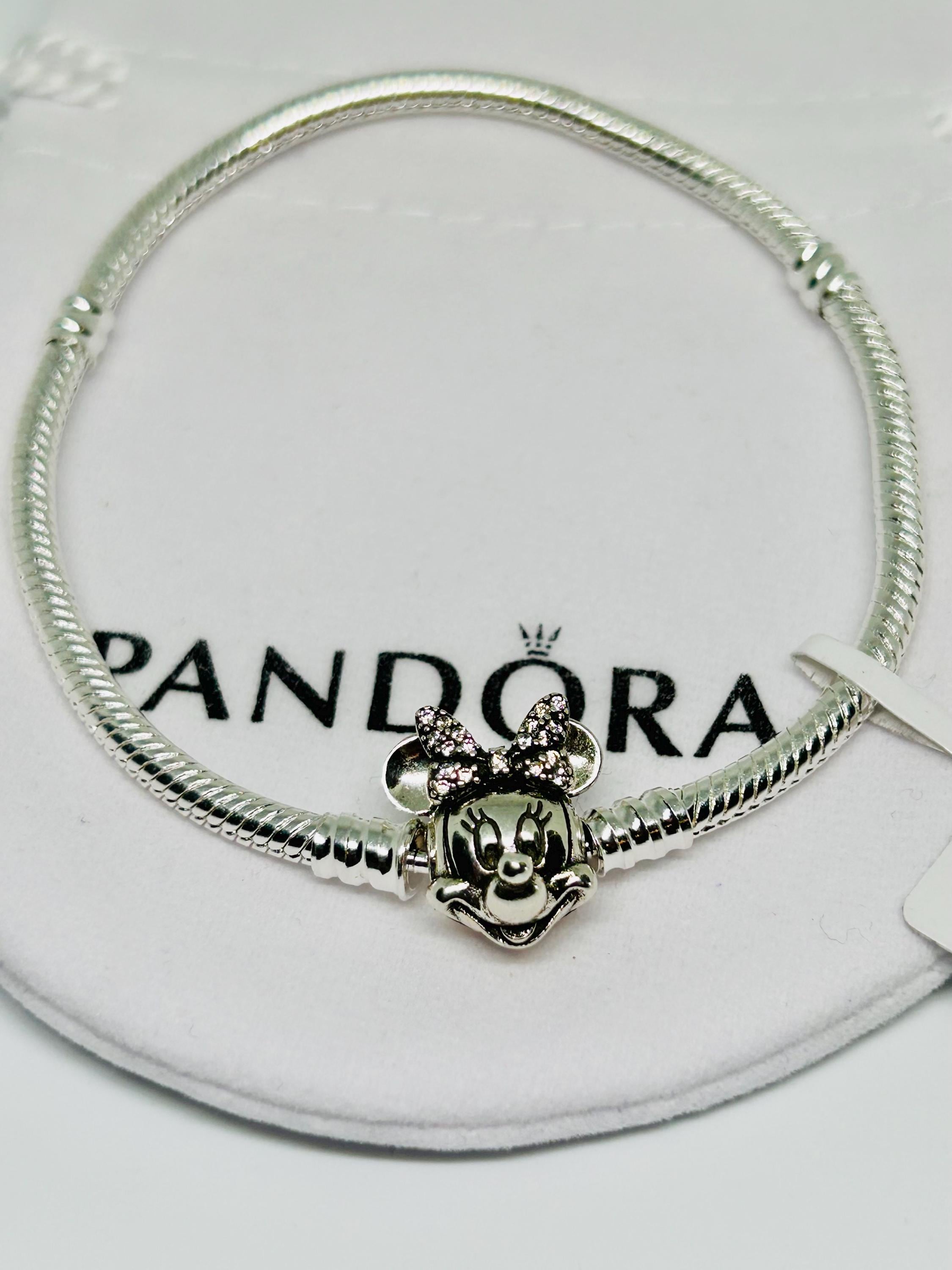 Disney Pandora Moments Pavé Minnie Mouse Clasp Snake Chain