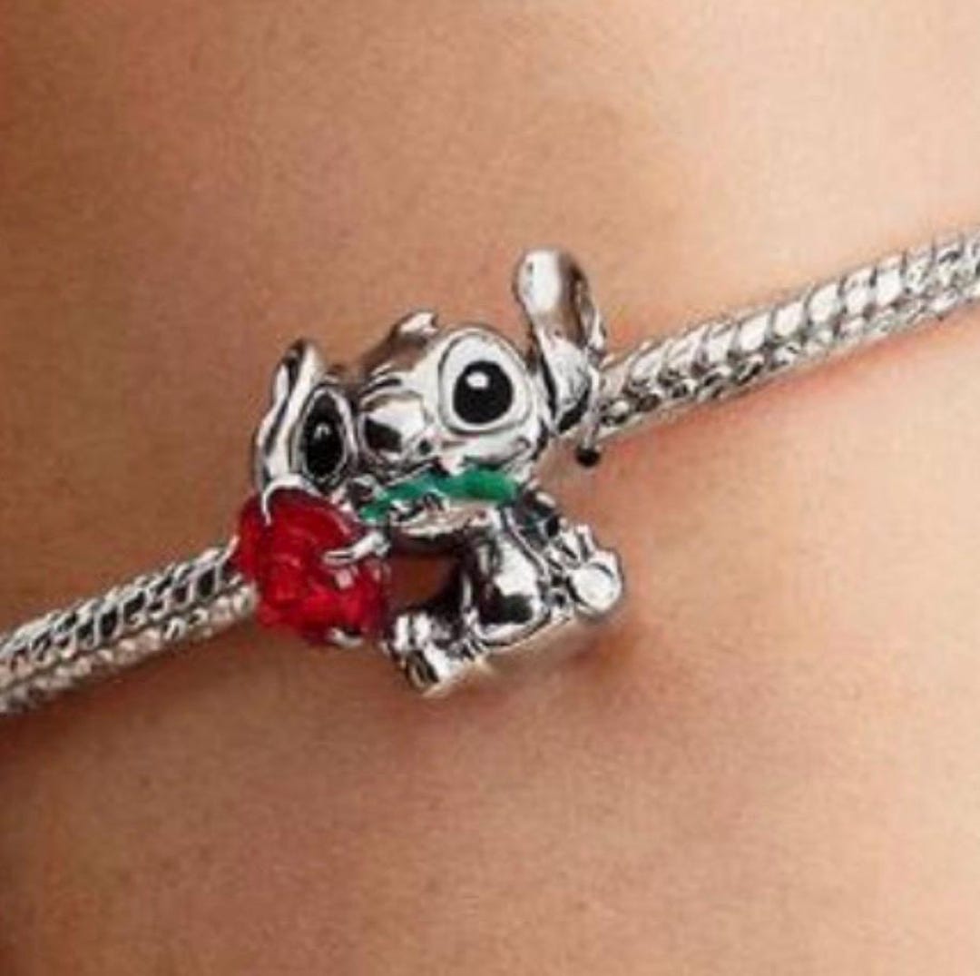 Pandora Disney Stitch Rose Murano Glass Charm 794378C01 With Dust Bag ...