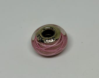 Pandora Pink swirl Murano glass charm