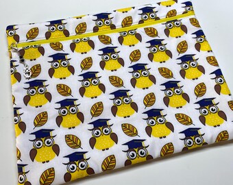 Eulen Print Projekttasche - Kreuzstich, Stricken, Häkeln