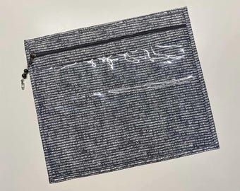 Bolsa de algodón para proyectos – Parte frontal de vinilo transparente, punto de cruz, tejido