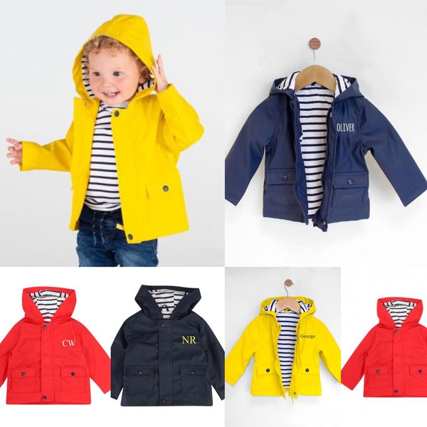 Imperméable personnalisé pour bébé Veste de pluie bébé, veste jaune bébé, veste de pluie personnalisée bébé veste de garçon Veste bébé fille