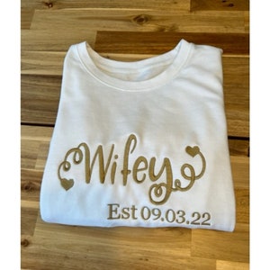 Cute Personalised Embroidered Wifey Sweater,