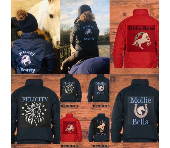 PERSONALISED PRINTED JACKET HORSE RIDER CUTEST PONY ADULTS & KIDS GIFTS COATS 