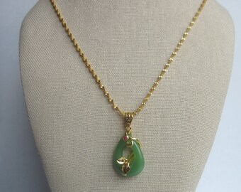 Large TU27-P Tumbled Nephrite Jade Pendant with Gold Plated Bail Large TU27-P Tumbled Nephrite Jade Pendant with Gold Plated Bail