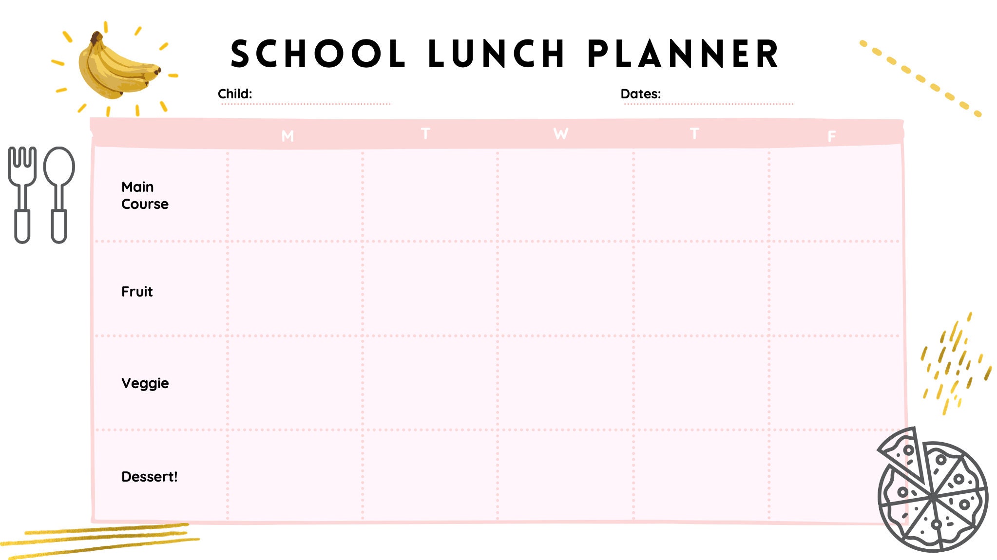 School Lunch Planner Printable  Etsy