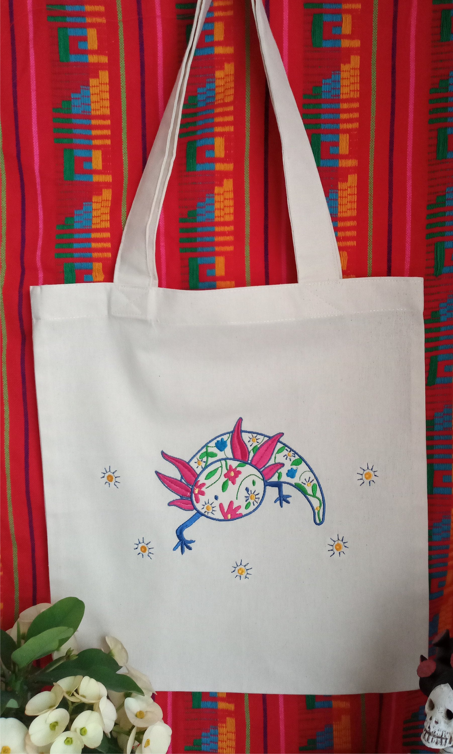 Axolotl ToteBag Axolotl Embroidered Axolotl Gift Canva Bag | Etsy