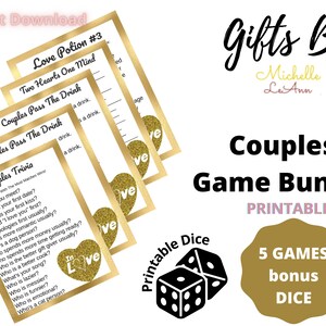 Date Night Game Bundle, Dice Set Included, Anniversary Games for Couples, Party Games, Couples Gift Ideas, Couple Games Printable