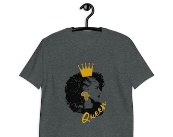 Queen, Powerful Afro Woman Shirt, Afrocentric Shirt, Afro Praying Shirt, Afro American Shirt, Black Woman Shirt, Dark Heather Grey