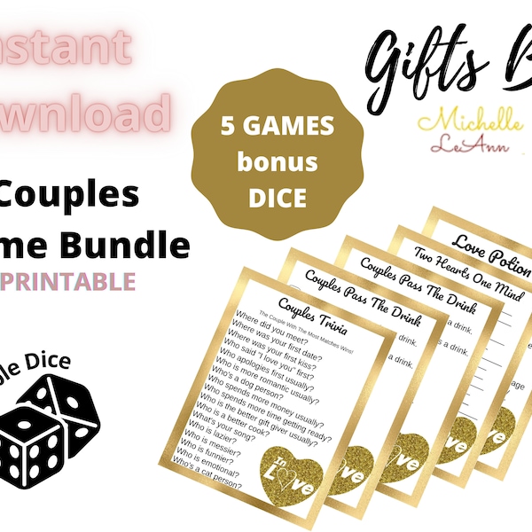 Date Night Game Bundle, Dice Set Included, Anniversary Games for Couples, Party Games, Couples Gift Ideas, Couple Games Printable