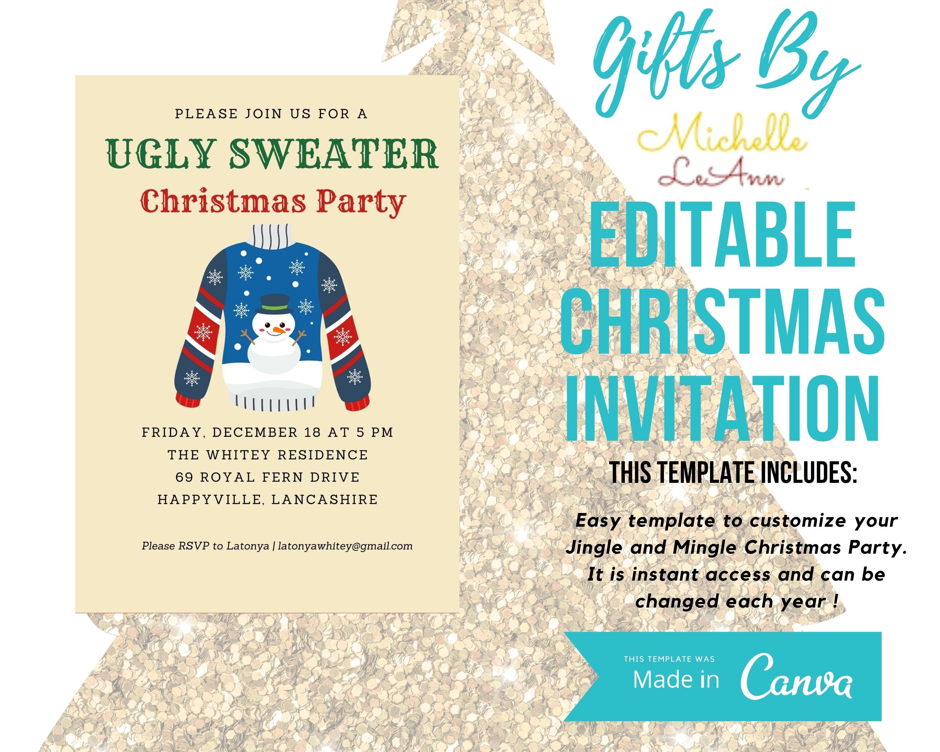 Ugly Sweater Party Invitation Christmas Ugly Sweater Invite Ugly Sweater Party Elfed Up Ugly Sweater Party Instant Editable