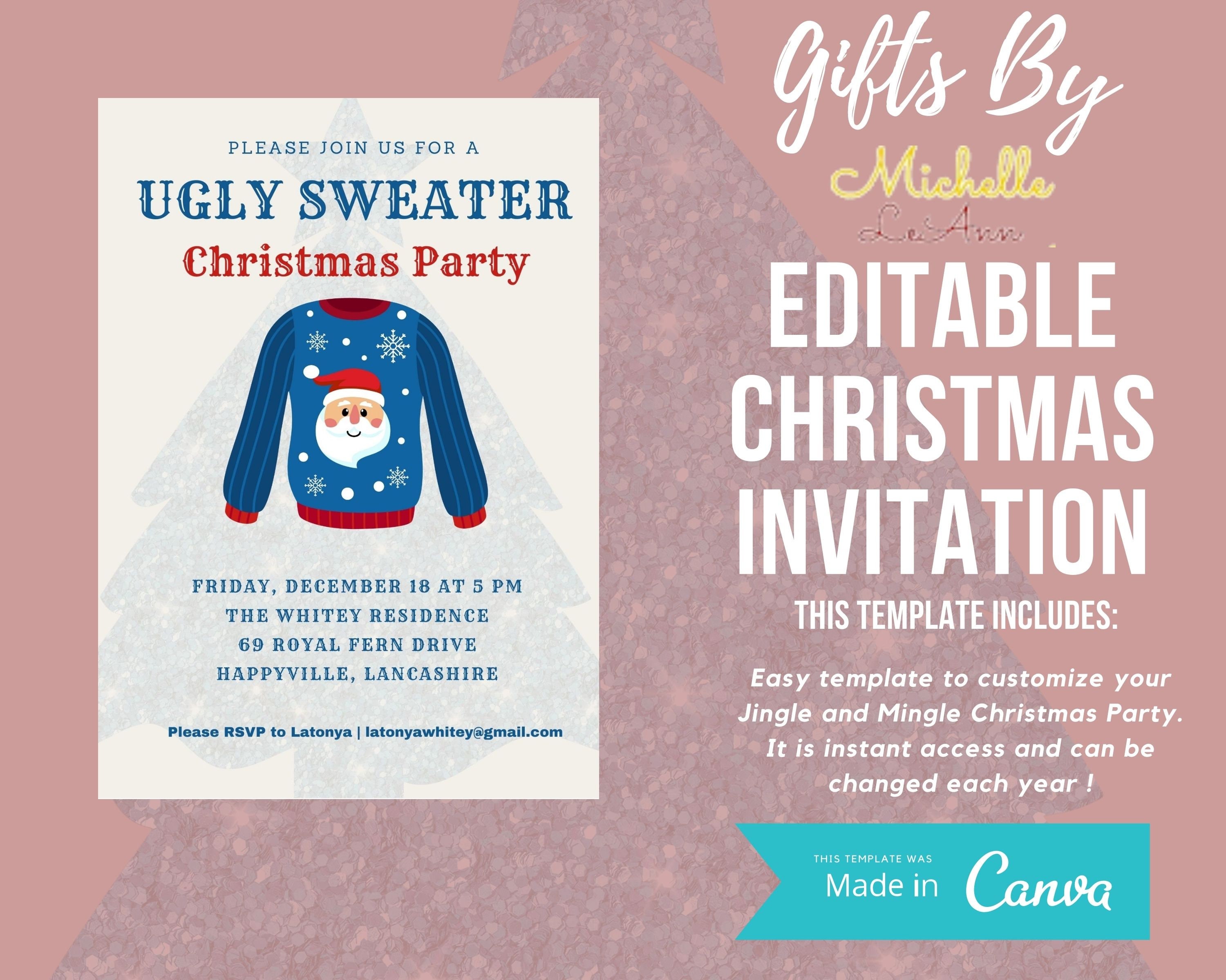 Ugly Sweater Party Invitation Christmas Ugly Sweater Invitation Instant Access Party Invite Instant Editable Digital Download
