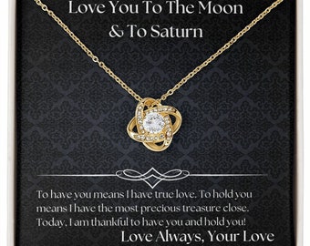 Love You To The Moon And To Saturn, Reasons Why I Love You, Love Knot Dainty Necklace