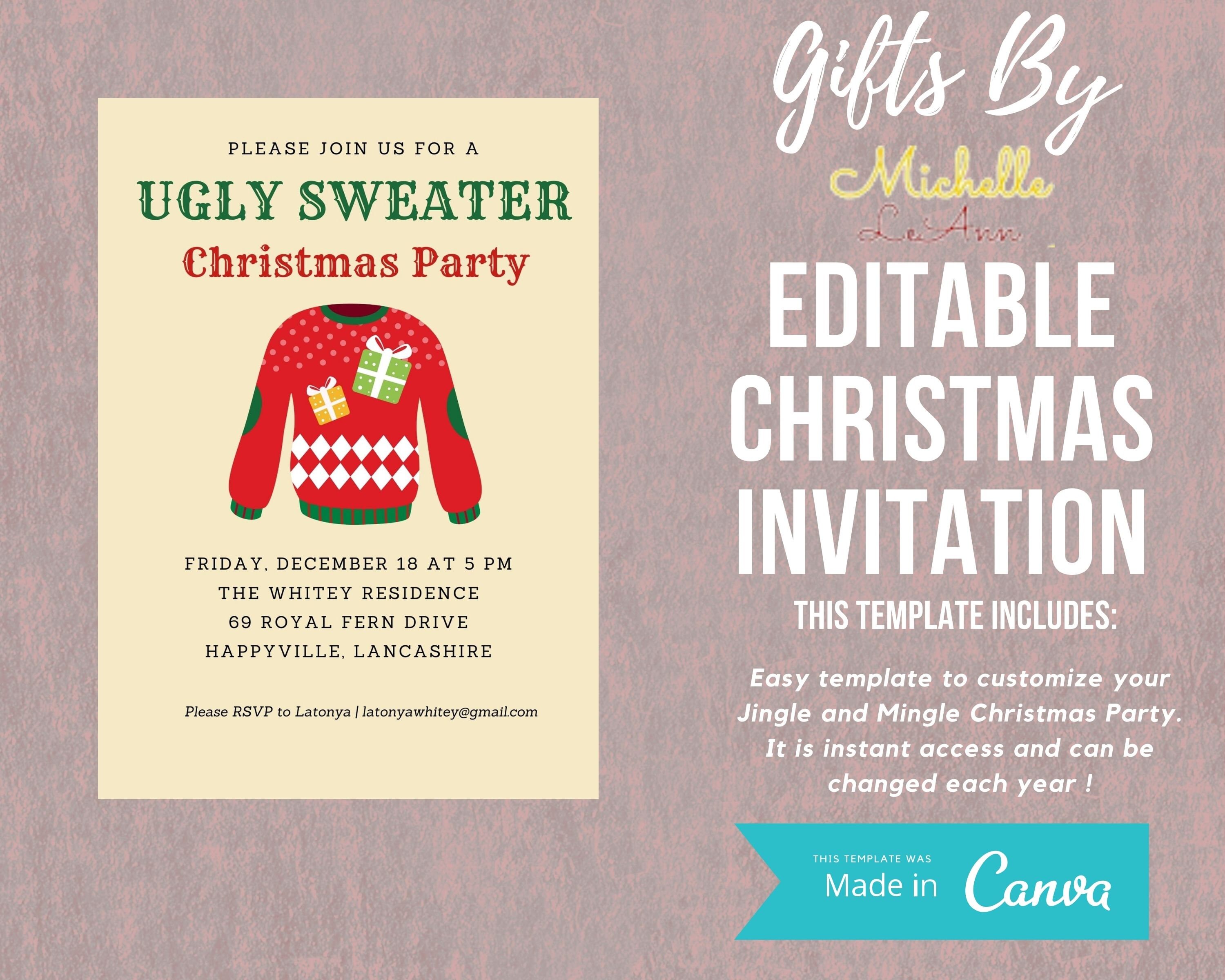 Ugly Sweater Party Invitation Christmas Ugly Sweater Invite Ugly Sweater Party Elfed Up Ugly Sweater Party Instant Editable