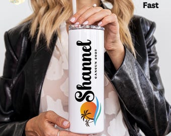 Personalized Vacation Tumbler: Custom Travel Cup, Beach Trip Gift
