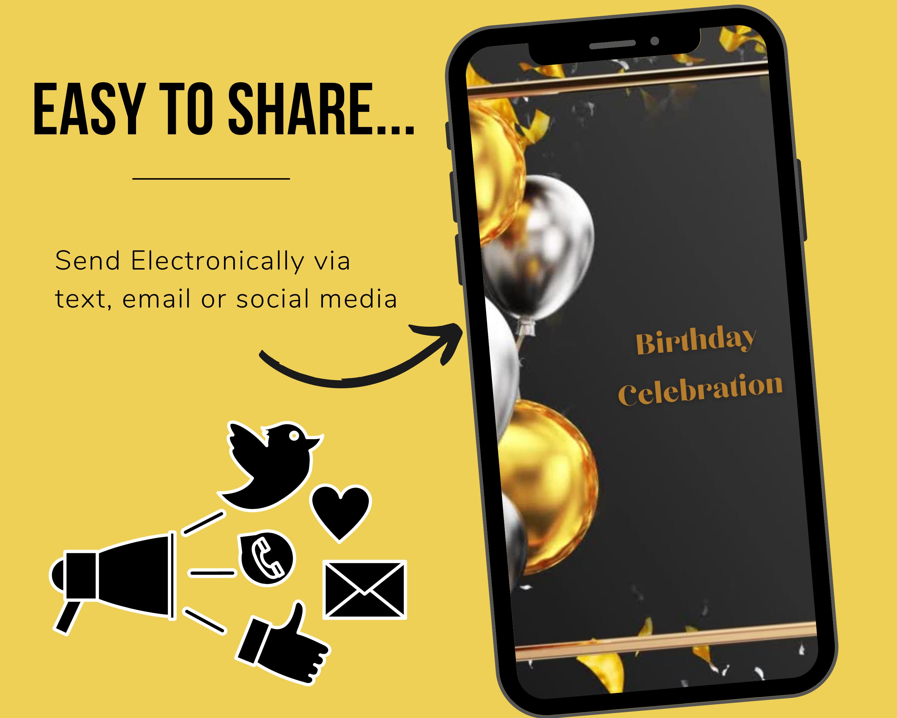 21st Birthday Invitation Electronic Editable Template SMS Etsy