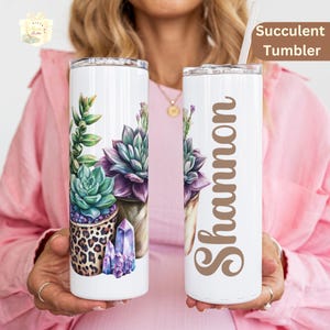 Personalized Succulent Tumbler: Glitter Cactus Cup With Straw