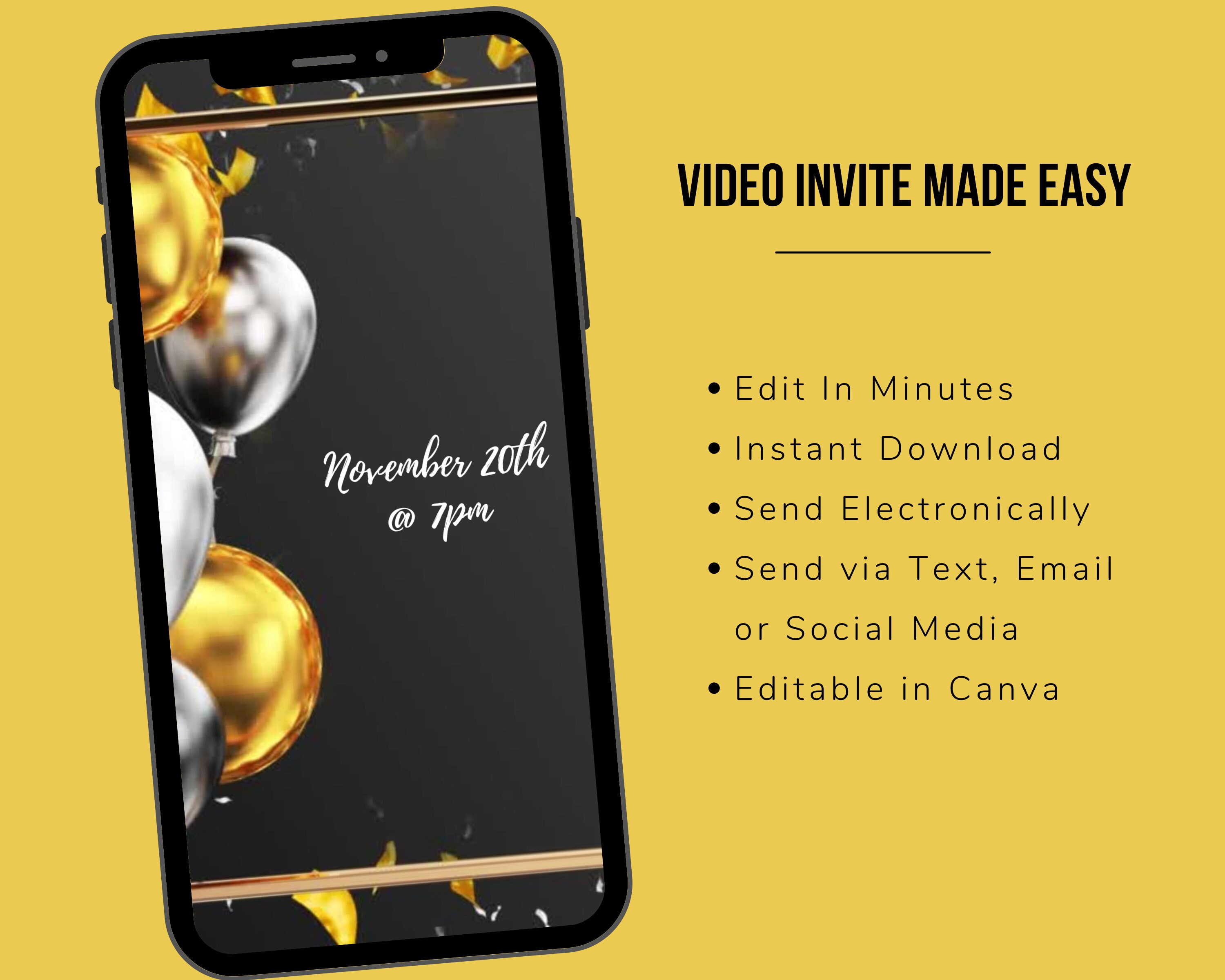 21st Birthday Invitation Electronic Editable Template SMS Etsy