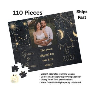 Cadeau personnalisé Carte du ciel nocturne, Carte des étoiles personnalisée par date, Puzzle personnalisé à partir d'une photo, Puzzle cadeau d'anniversaire, Cadeau d'anniversaire pour elle et lui