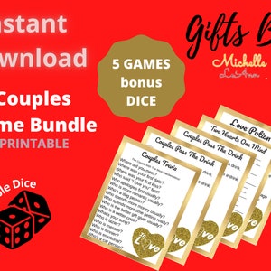 Date Night Game Bundle, Dice Set Included, Anniversary Games for Couples, Party Games, Couples Gift Ideas, Couple Games Printable