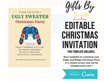 Ugly Sweater Party Invitation Christmas Ugly Sweater Invite Ugly Sweater Party Elfed Up Ugly Sweater Party Instant Editable File
