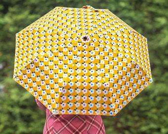 Floral Retro Design Automatic Umbrella Honey Yellow - Enamelhappy