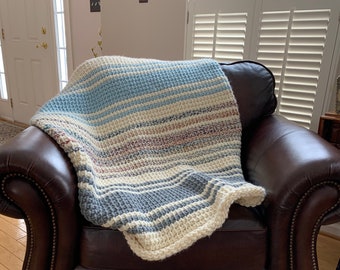 Handmade Blanket, Tunisian Crochet Blanket, Custom Made Blanket