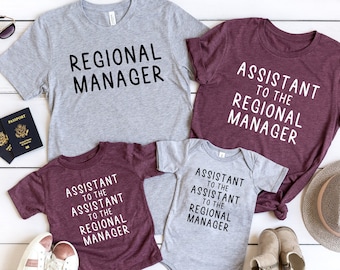 Matching Fathers Day Shirt, Regional Manager Shirt, Assistant to the Regional Manager, Matching family outfit, Dad and Baby Matching Shirt