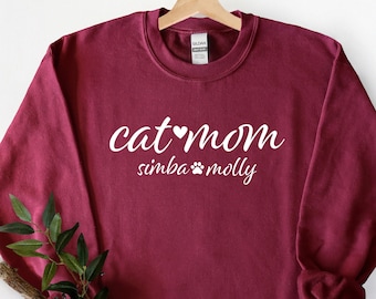 Custom Cat Sweatshirt, Christmas Cat Sweatshirt, Personalized cat sweatshirt, Cat Mom Sweatshirt,  Cat Sweatshirt for Woman, Cat Sweatshirt