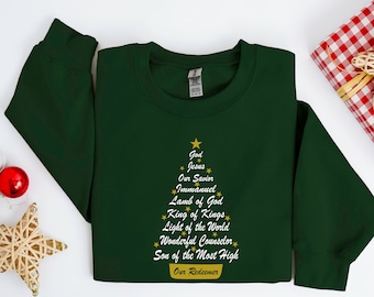 Sudadera cristiana de Navidad, sudaderas navideñas para mujer, sudadera navideña para mujer, sudadera con versículo bíblico, suéter de Jesús
