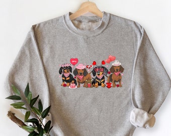 Dachshund Valentine Sweatshirt, Valentines day gift, Valentine Dogs Sweatshirt, Dog lover Sweatshirt, Valentines day Sweater, Dachshund tee