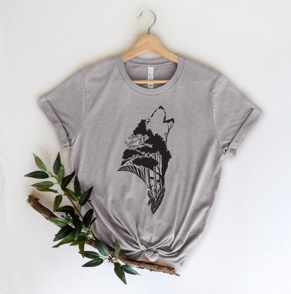 Wolf Shirt, Howling Wolf Shirt, Floral Wolf, Wolf Lover Gift, Animal Lover Shirt, Dog Lover Shirt, Wolf Girl, Wildlife Animals Tee, Wolf Tee